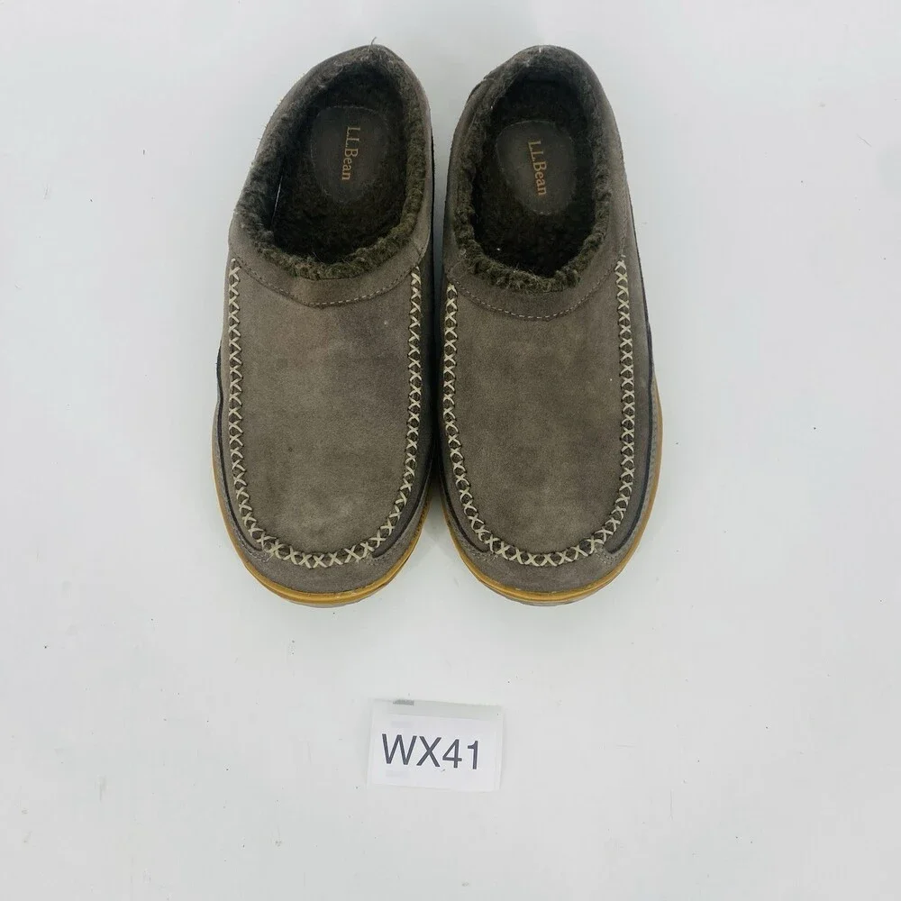 L.L.Bean Men's Mock Toe Slip On Scuffs Slippers Fleece Lined Gray Size 11
